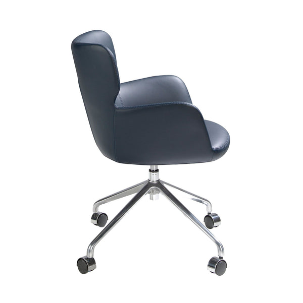 Blue eco-leather swivel office chair