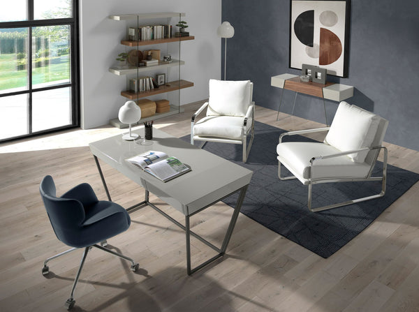 Blue eco-leather swivel office chair