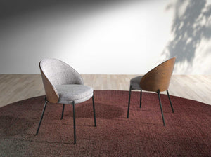 Chair in gray and walnut fabric