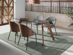 Chair in gray and walnut fabric