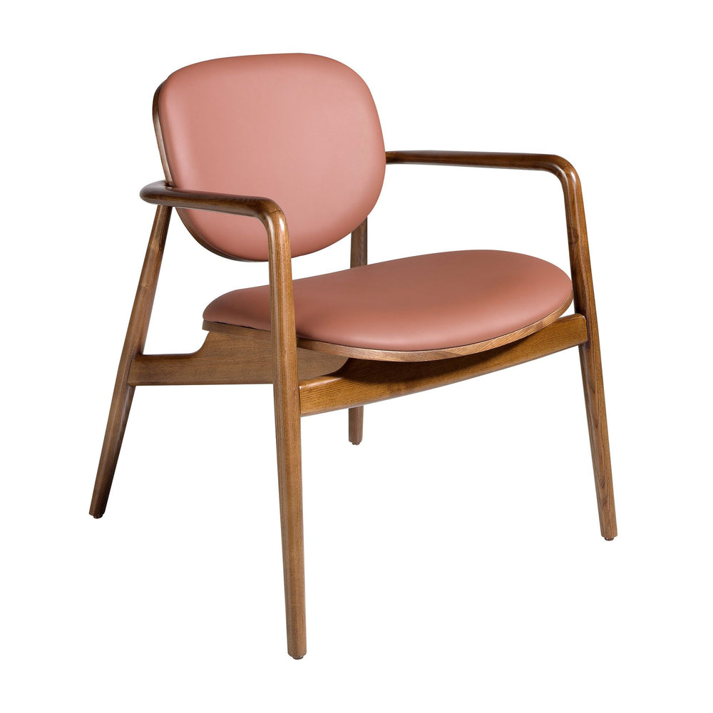 Brown and walnut eco-leather armchair
