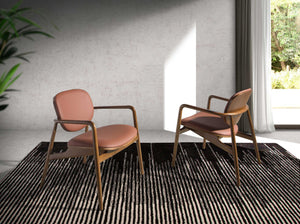 Brown and walnut eco-leather armchair