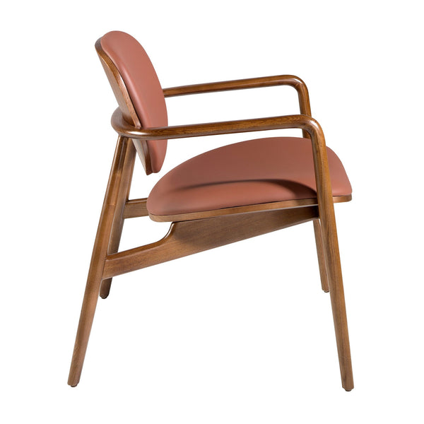 Brown and walnut eco-leather armchair