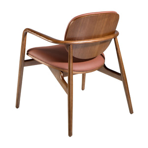 Brown and walnut eco-leather armchair
