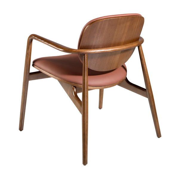 Brown and walnut eco-leather armchair