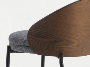 Bench in gray and walnut fabric