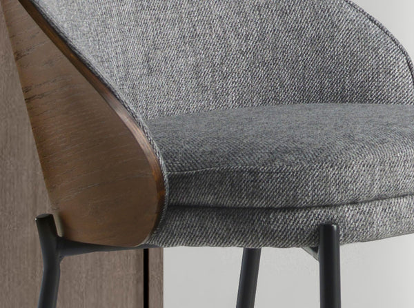 Bench in gray and walnut fabric