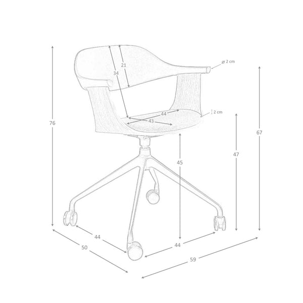 Swivel office chair in light gray fabric and black PVC
