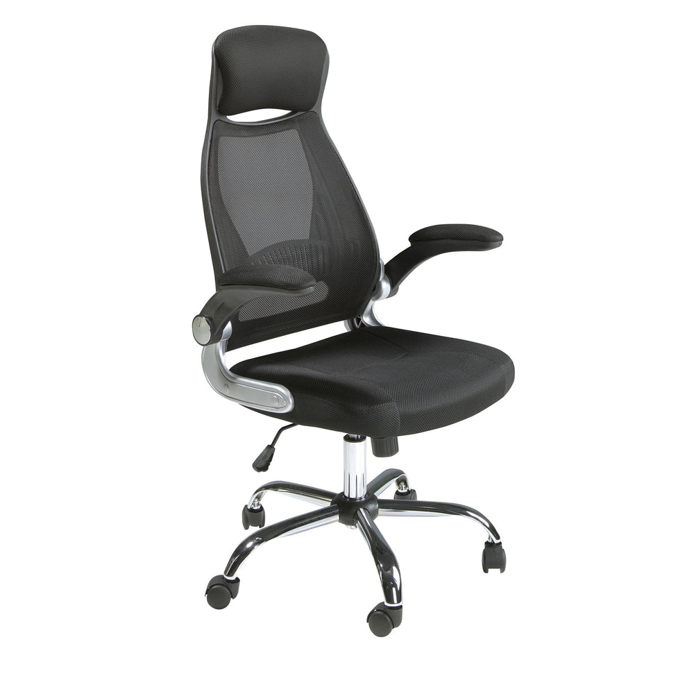 Black fabric swivel office chair