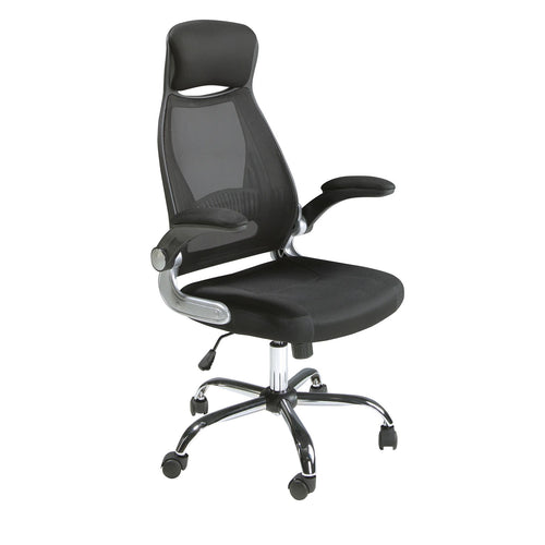 Black fabric swivel office chair