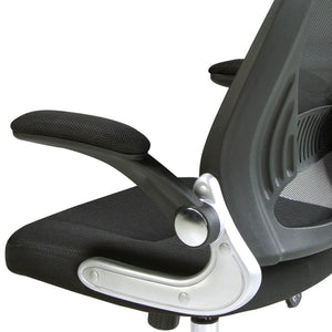 Black fabric swivel office chair