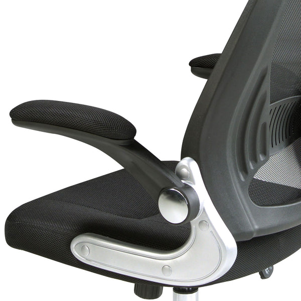 Black fabric swivel office chair