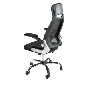 Black fabric swivel office chair