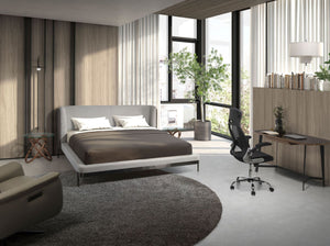 Black fabric swivel office chair