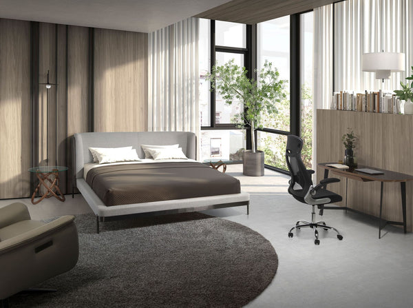 Black fabric swivel office chair