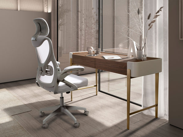 Gray fabric office swivel chair