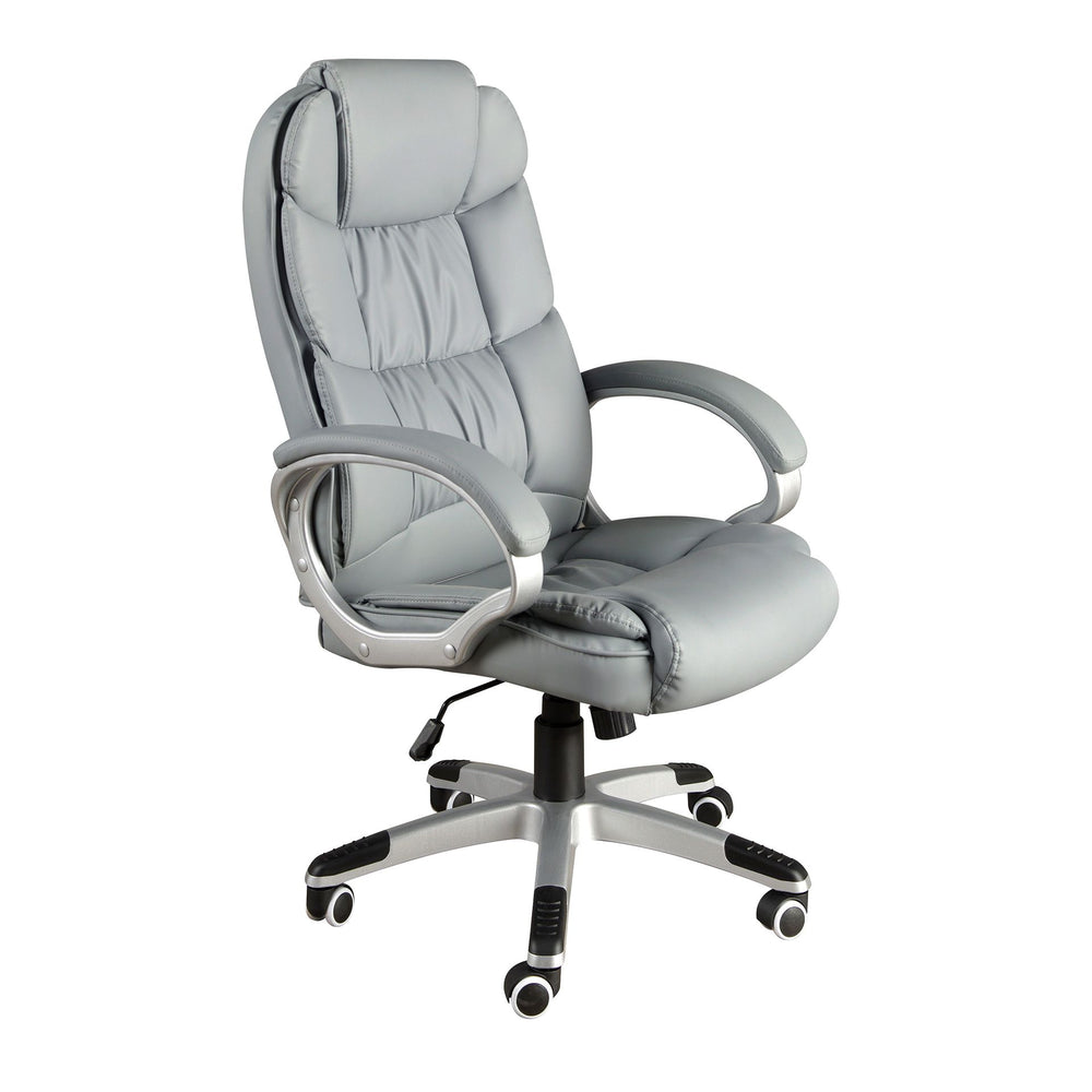 Gray faux leather swivel office chair