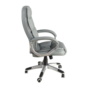 Gray faux leather swivel office chair