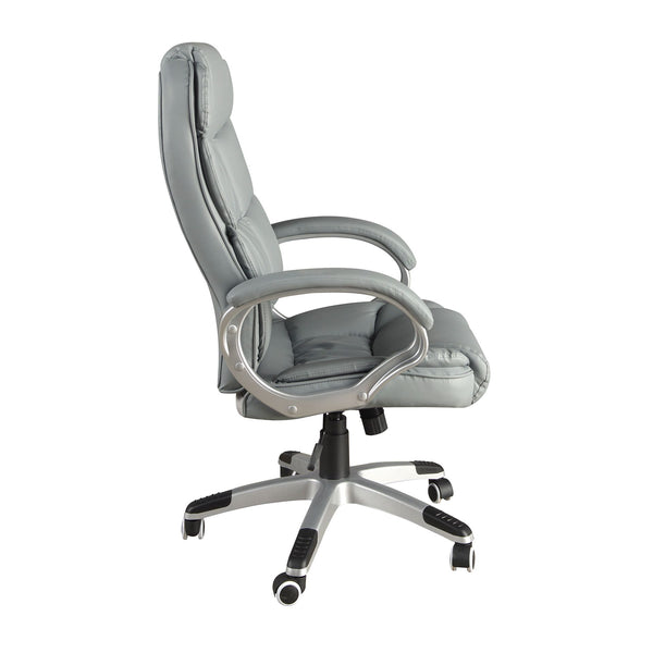 Gray faux leather swivel office chair