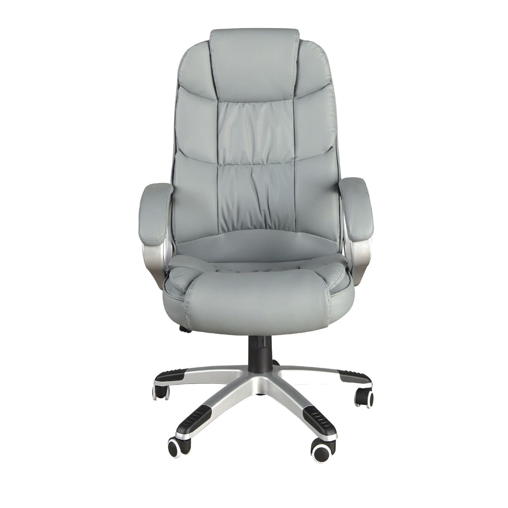 Gray faux leather swivel office chair