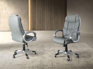 Gray faux leather swivel office chair
