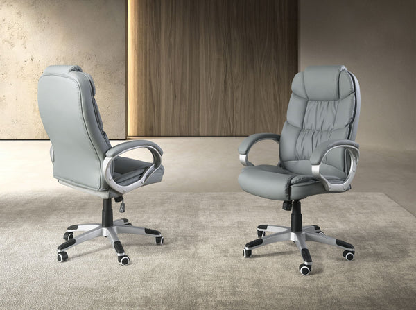 Gray faux leather swivel office chair