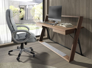 Gray faux leather swivel office chair