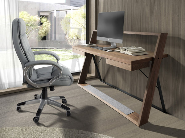 Gray faux leather swivel office chair