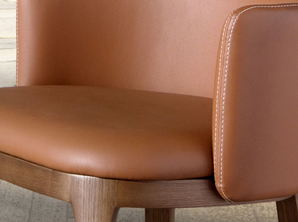 Brown leather bench