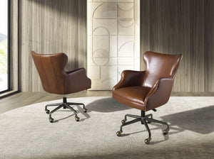 Dark brown leather swivel chair