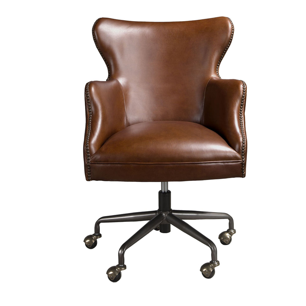 Dark brown leather swivel chair