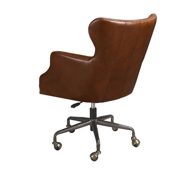 Dark brown leather swivel chair
