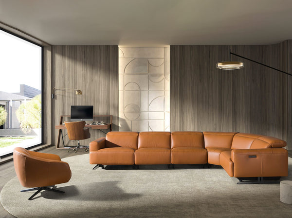 Dark brown leather swivel chair