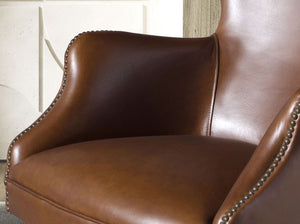 Dark brown leather swivel chair