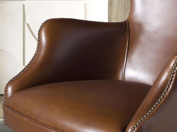 Dark brown leather swivel chair