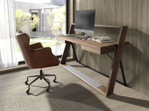 Dark brown leather swivel chair