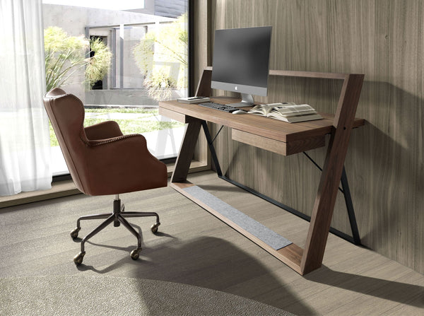 Dark brown leather swivel chair