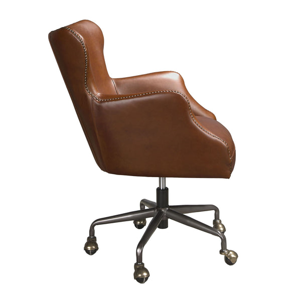 Dark brown leather swivel chair