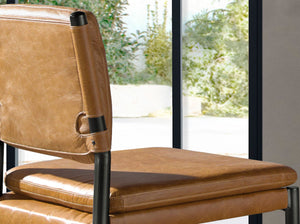 Brown leather bench