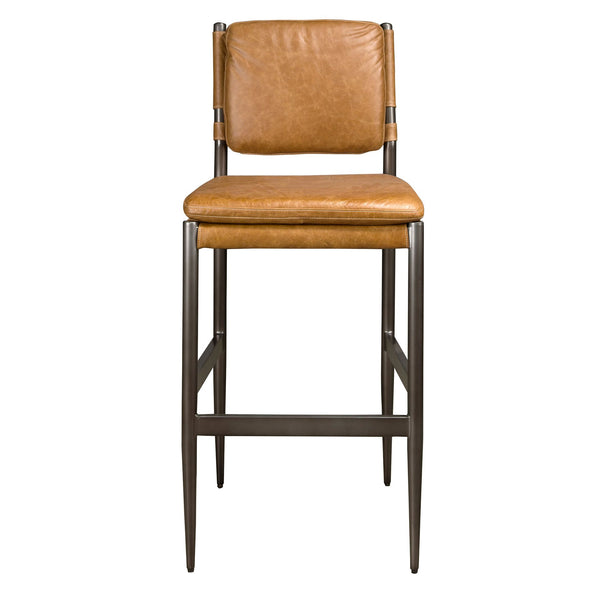Brown leather bench
