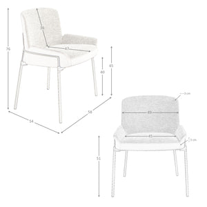 Chair in gray fabric and brown velvet