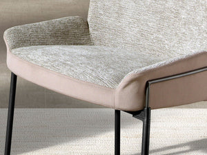 Chair in gray fabric and brown velvet