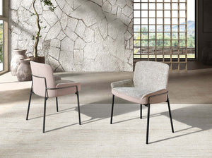Chair in gray fabric and brown velvet
