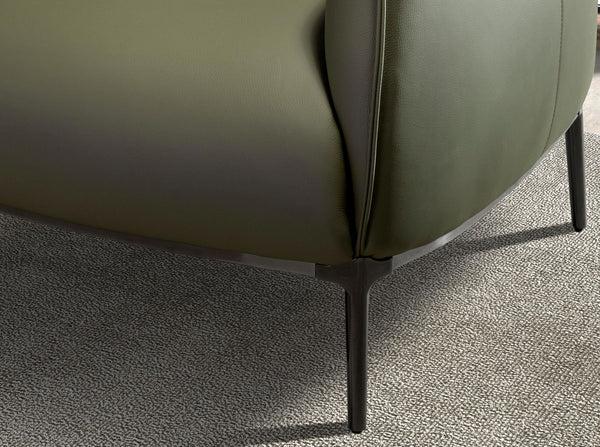 Olive green leather armchair