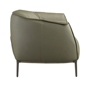 Olive green leather armchair