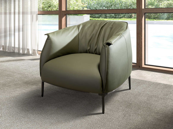 Olive green leather armchair