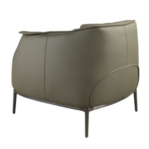 Olive green leather armchair