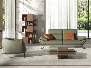 Olive green leather armchair