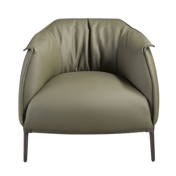 Olive green leather armchair