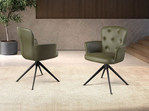 Dark green leather swivel chair